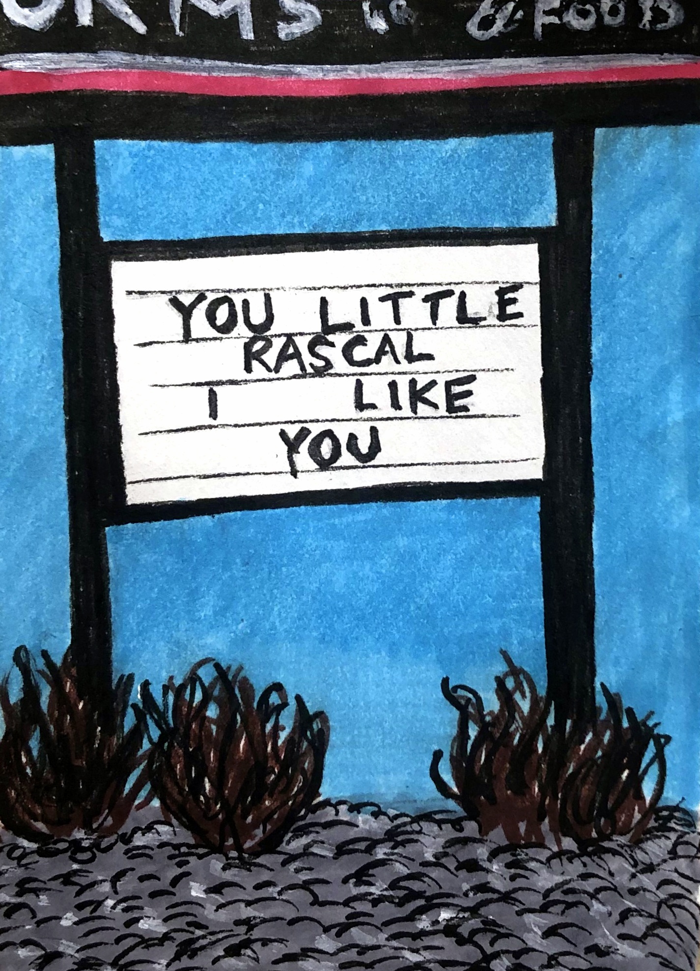 An illustration of a funny sign I saw when out and about.