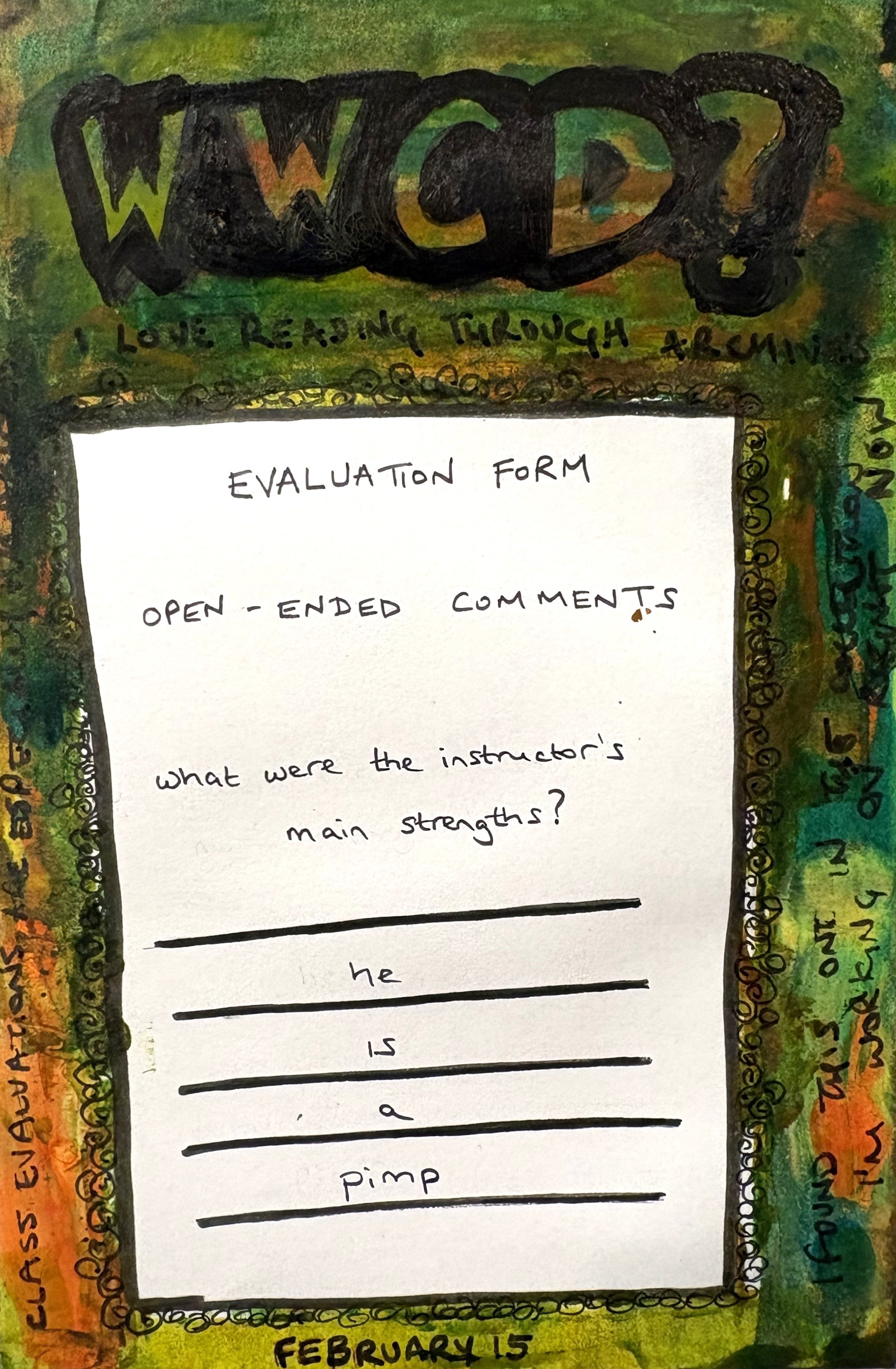 An art journal illustration about silly things I find in archival collections.