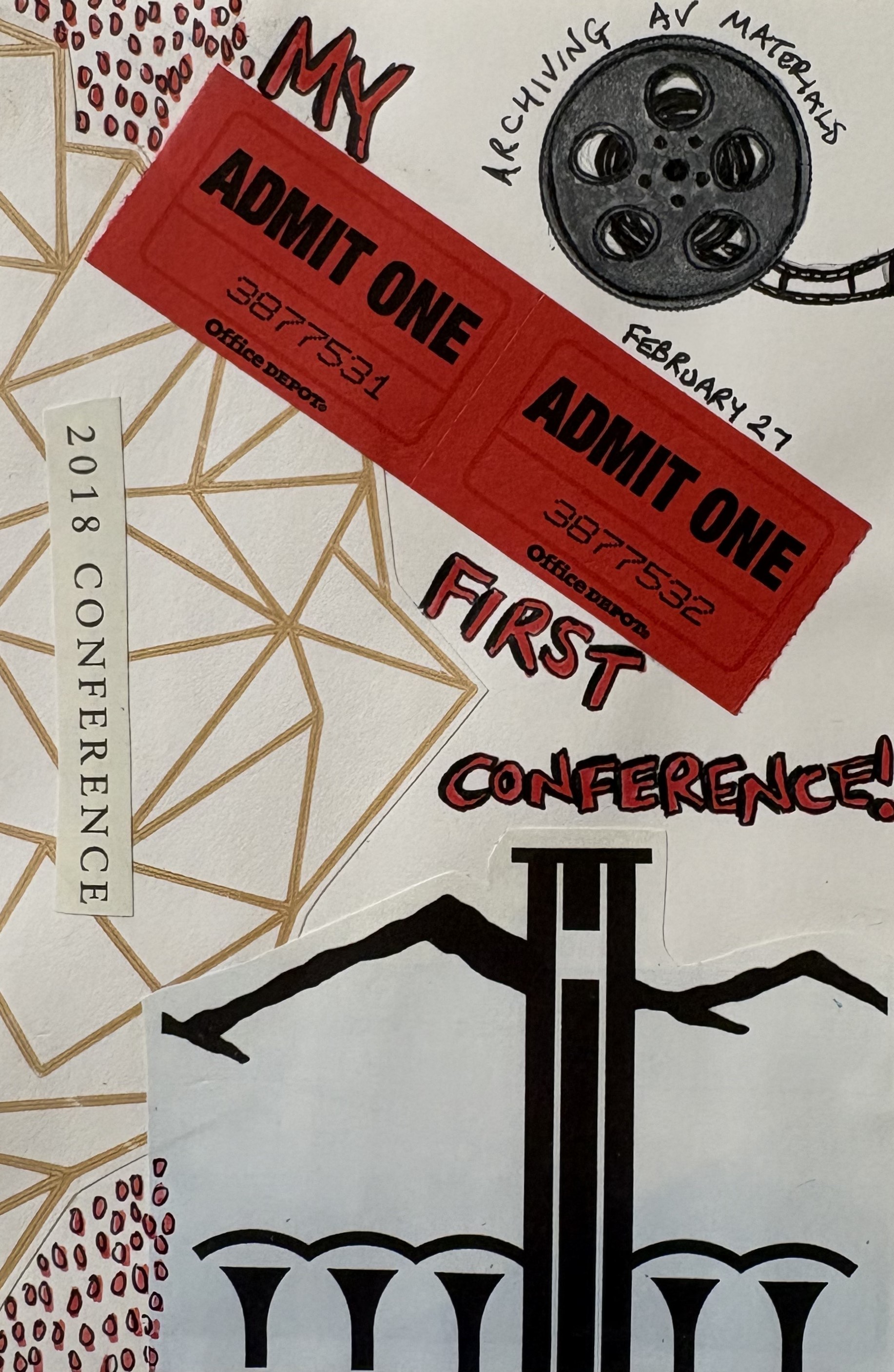 An art journal collage about going to my first conference.