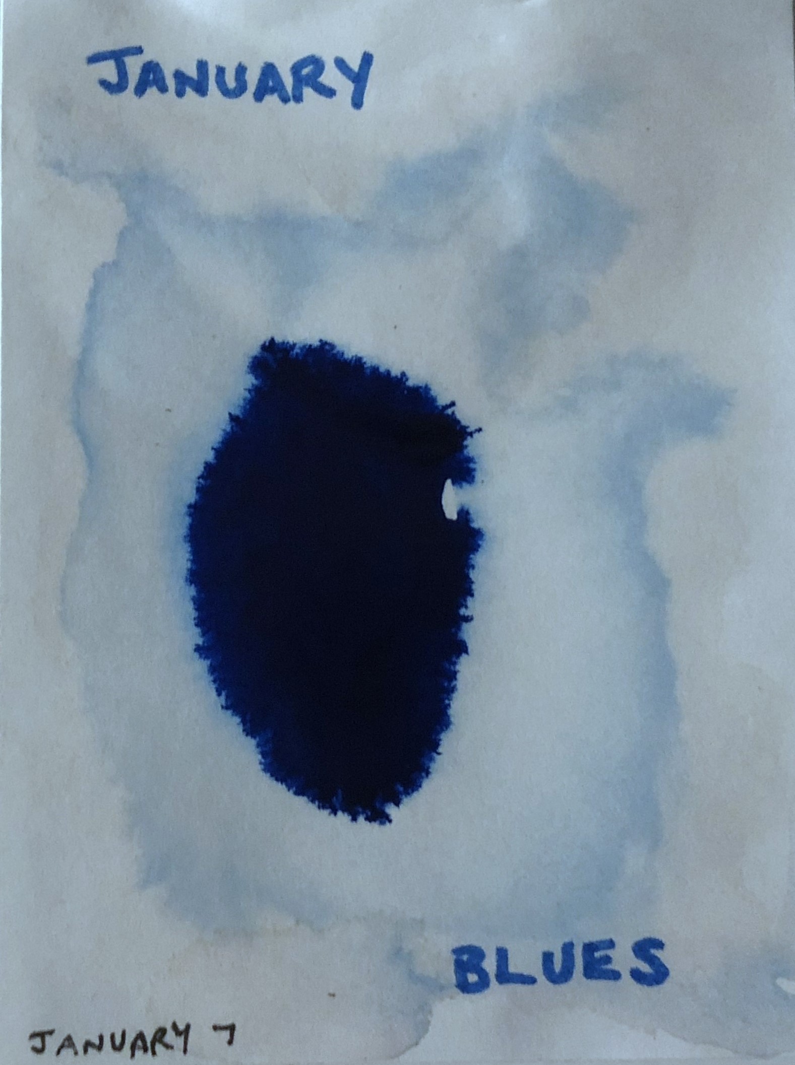 An art journal abstract painting to represent the January blues.