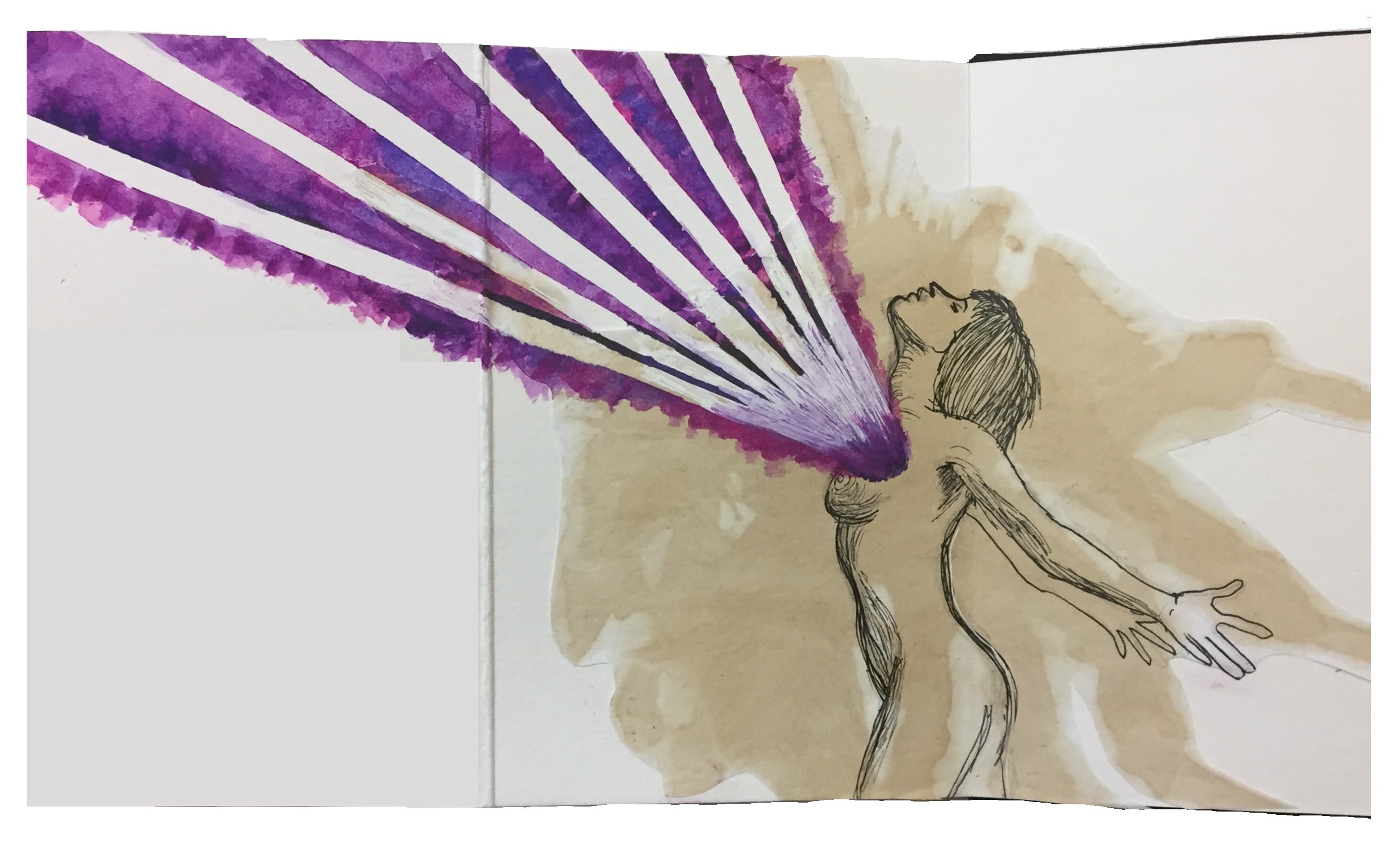 A mixed media artistic nude illustration (this was taken before she added her art). Reference was a photo by mjranum-stock on DeviantArt.