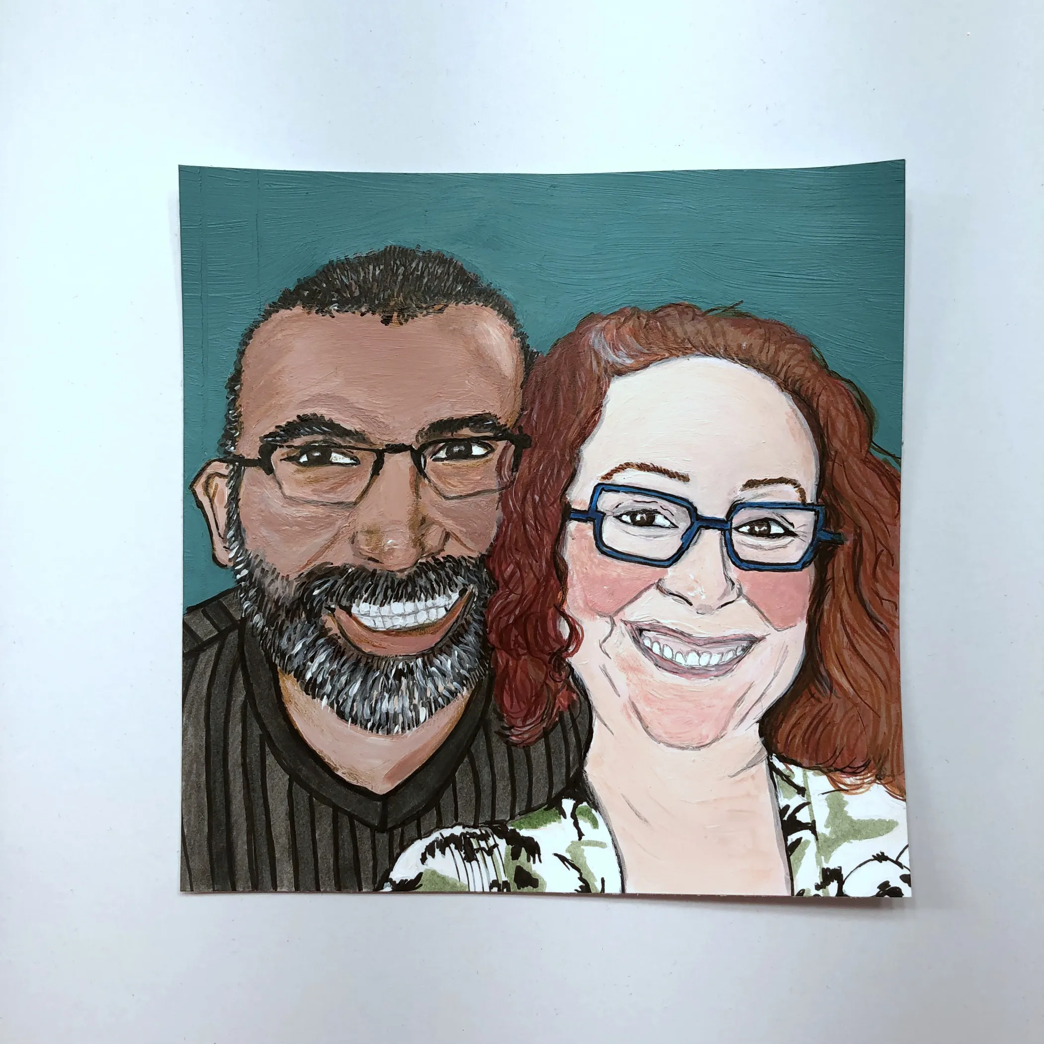 A commissioned piece for an Instagram follower; a portrait of her and her husband. I created the piece with acrylic paint and ink.