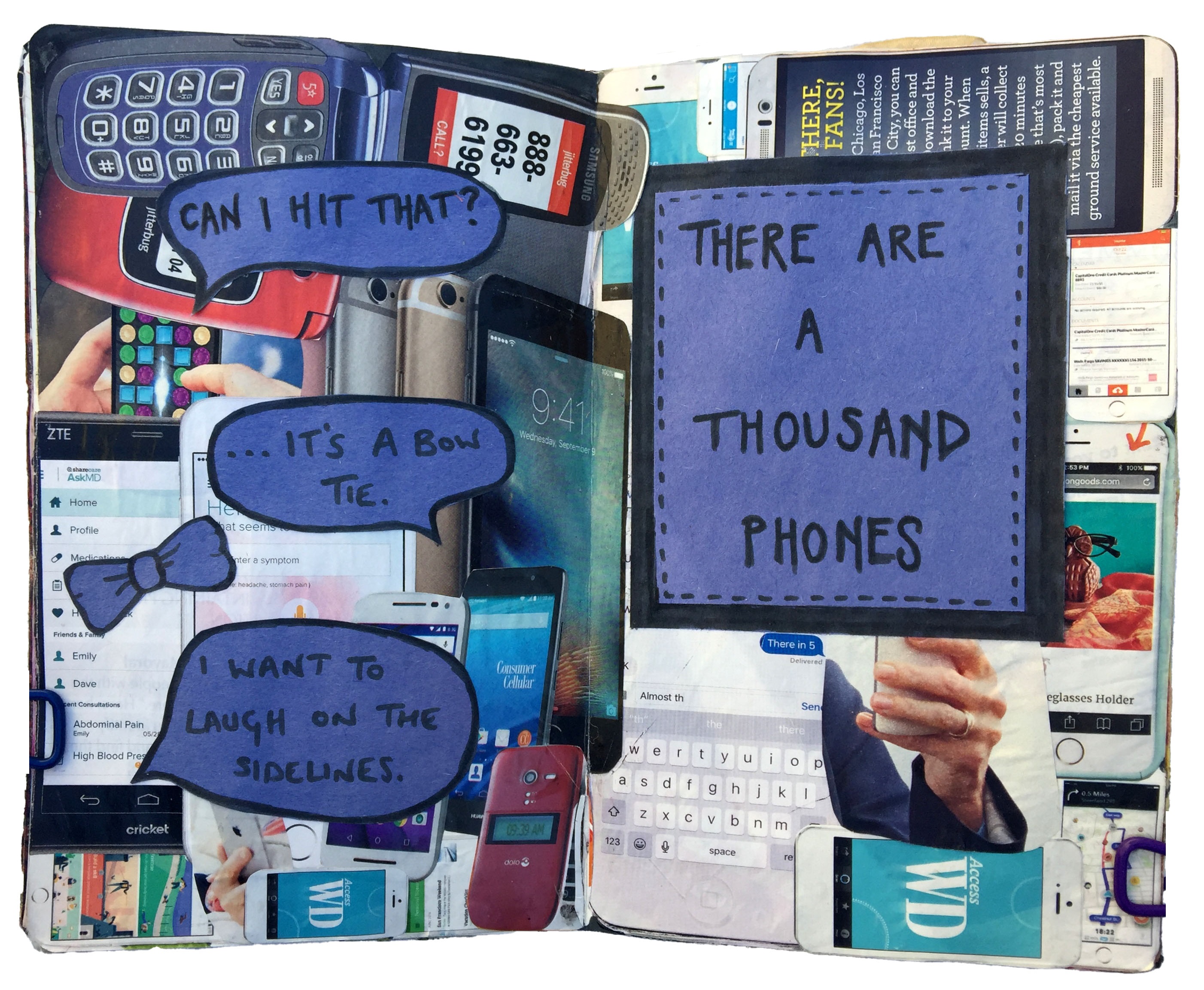 A mixed media art journal collage about a conversation I had at a wedding.