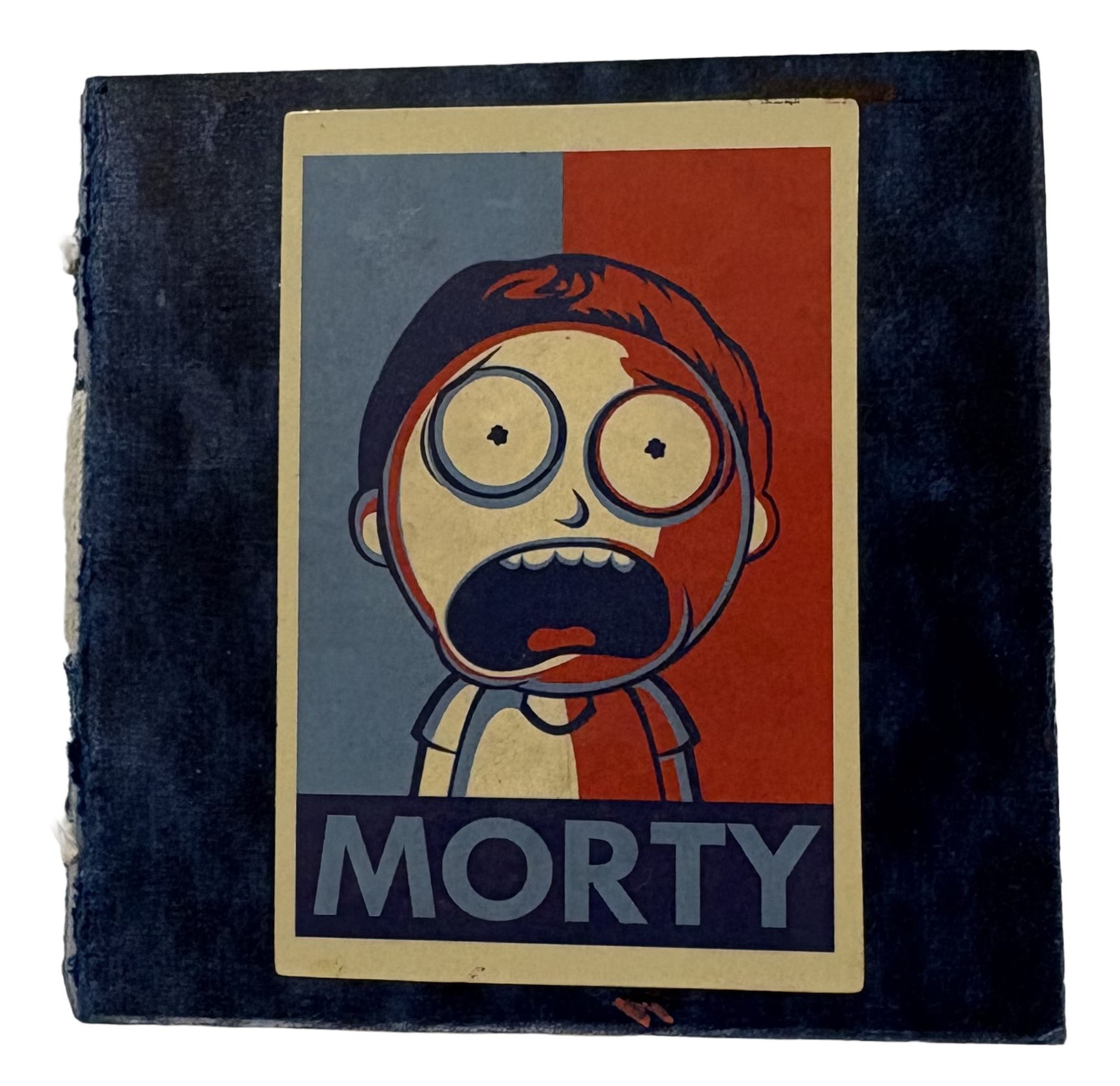 Art journal cover with Morty sticker.