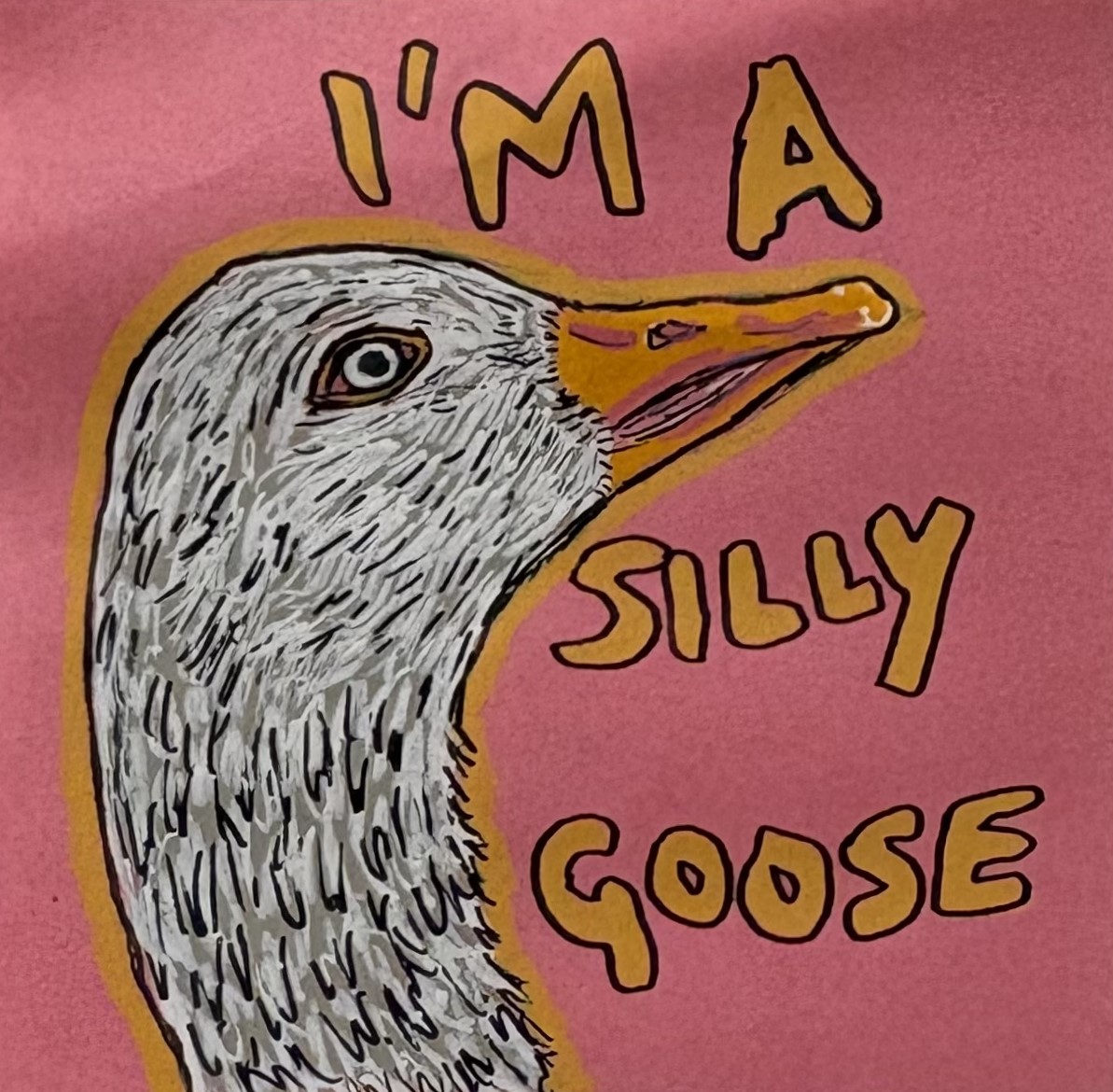 Silly Goose. An illustration of a goose on a post-it note.