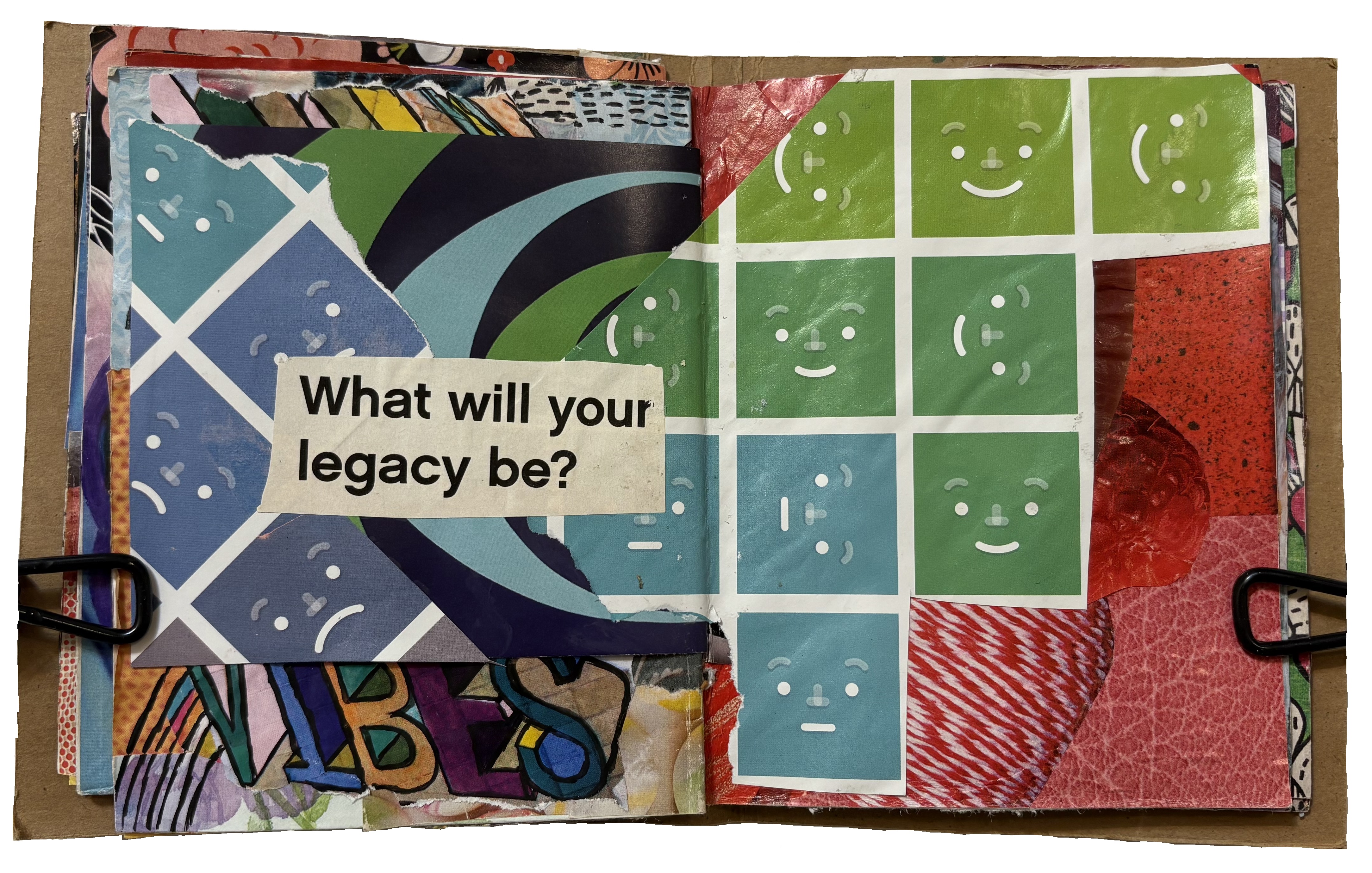 A mixed media art journal collage about legacy.