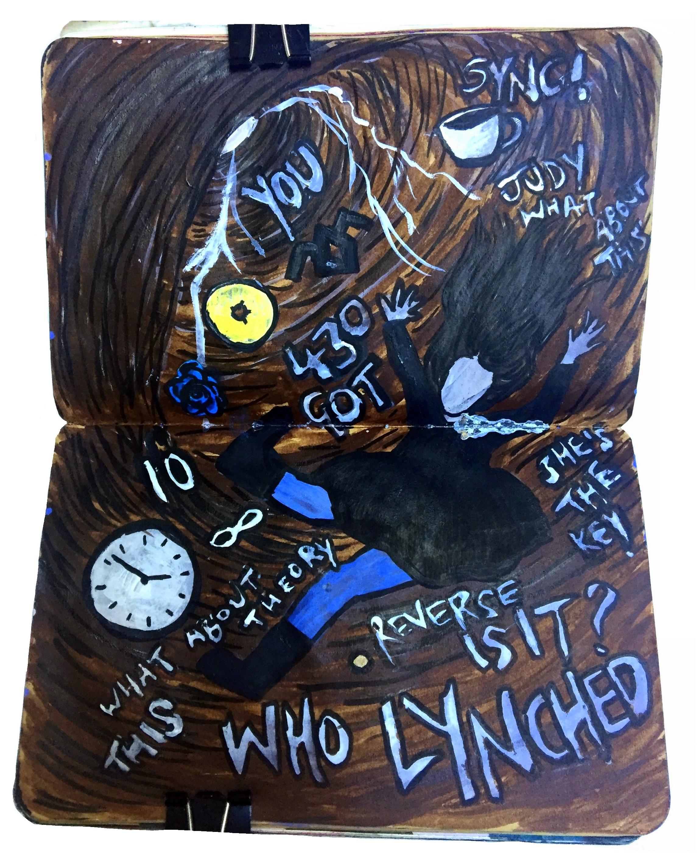 A mixed media art journal illustration about falling down the Twin Peaks theory rabbit hole.