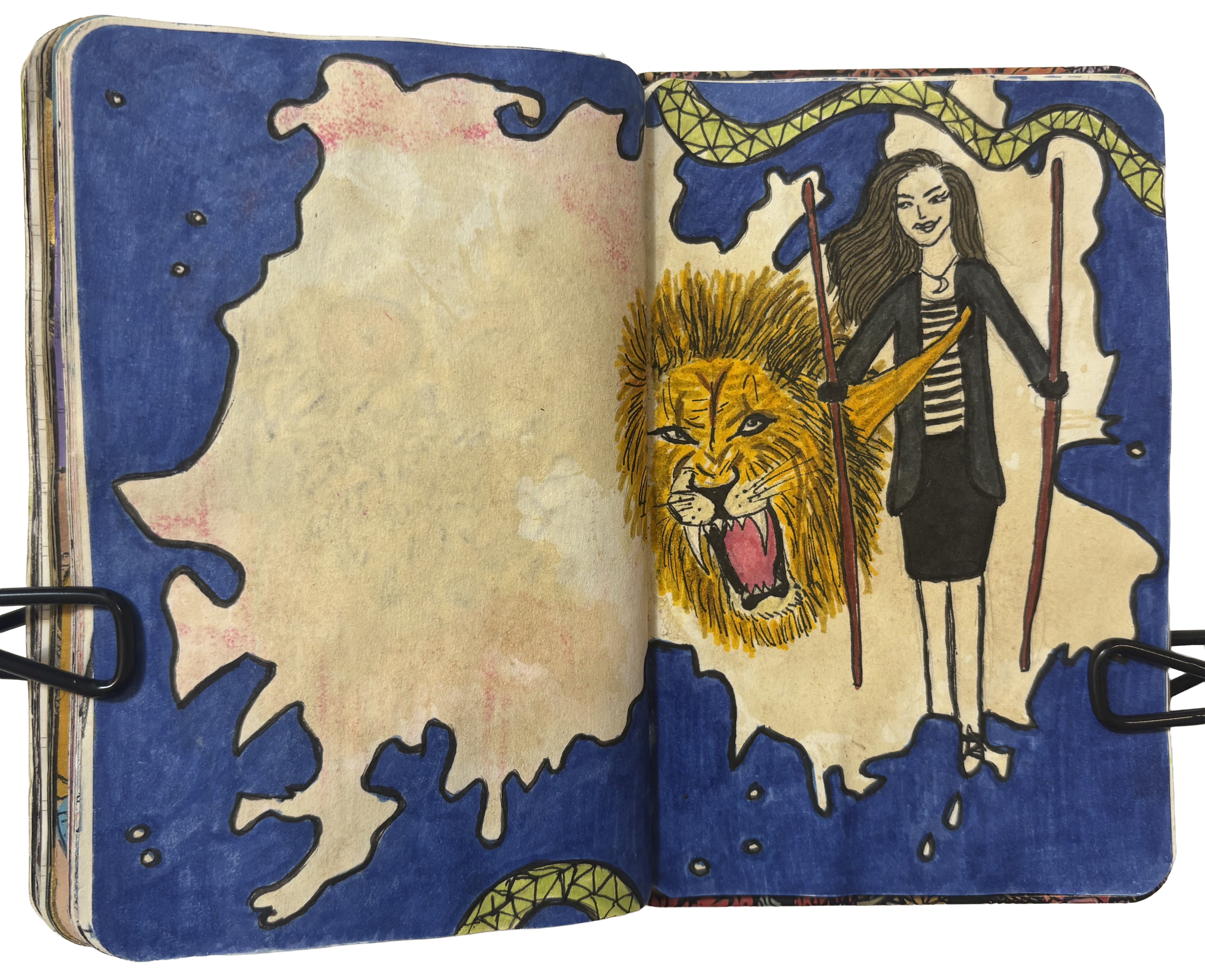 Day 298/365 of Year of Creative Habits. An art journal illustration about being a lion hearted girl.