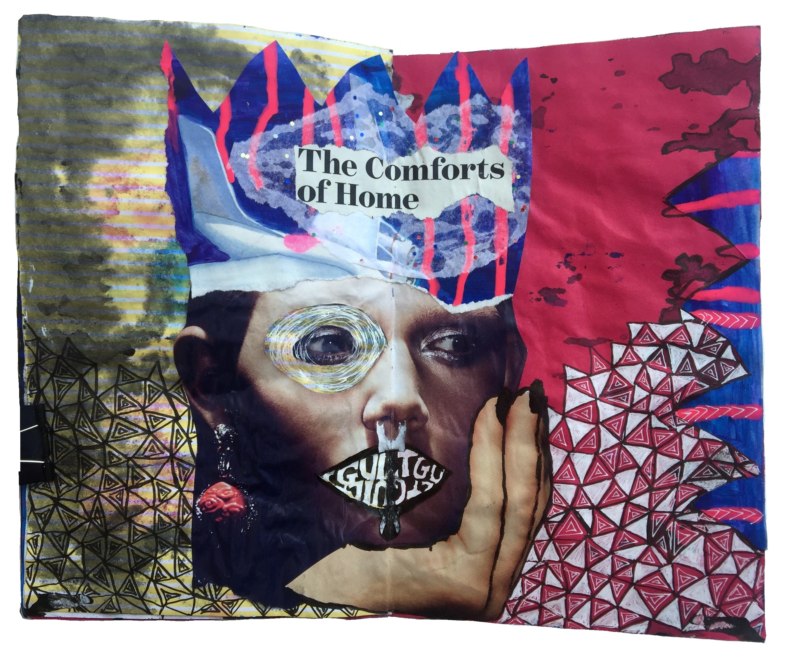 A mixed media art journal collage about guilt.