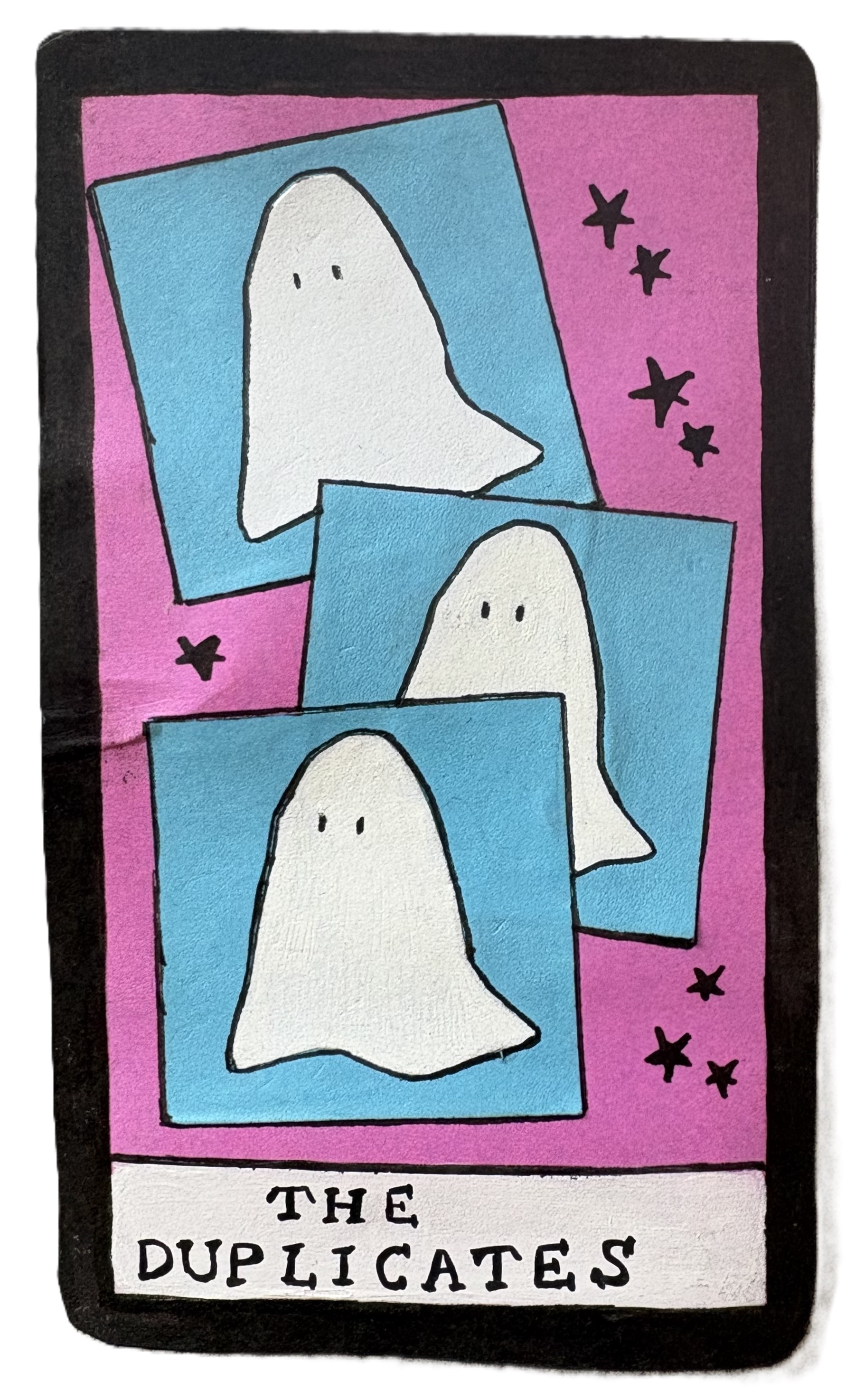 The Duplicates with drawings of three identical ghosts.