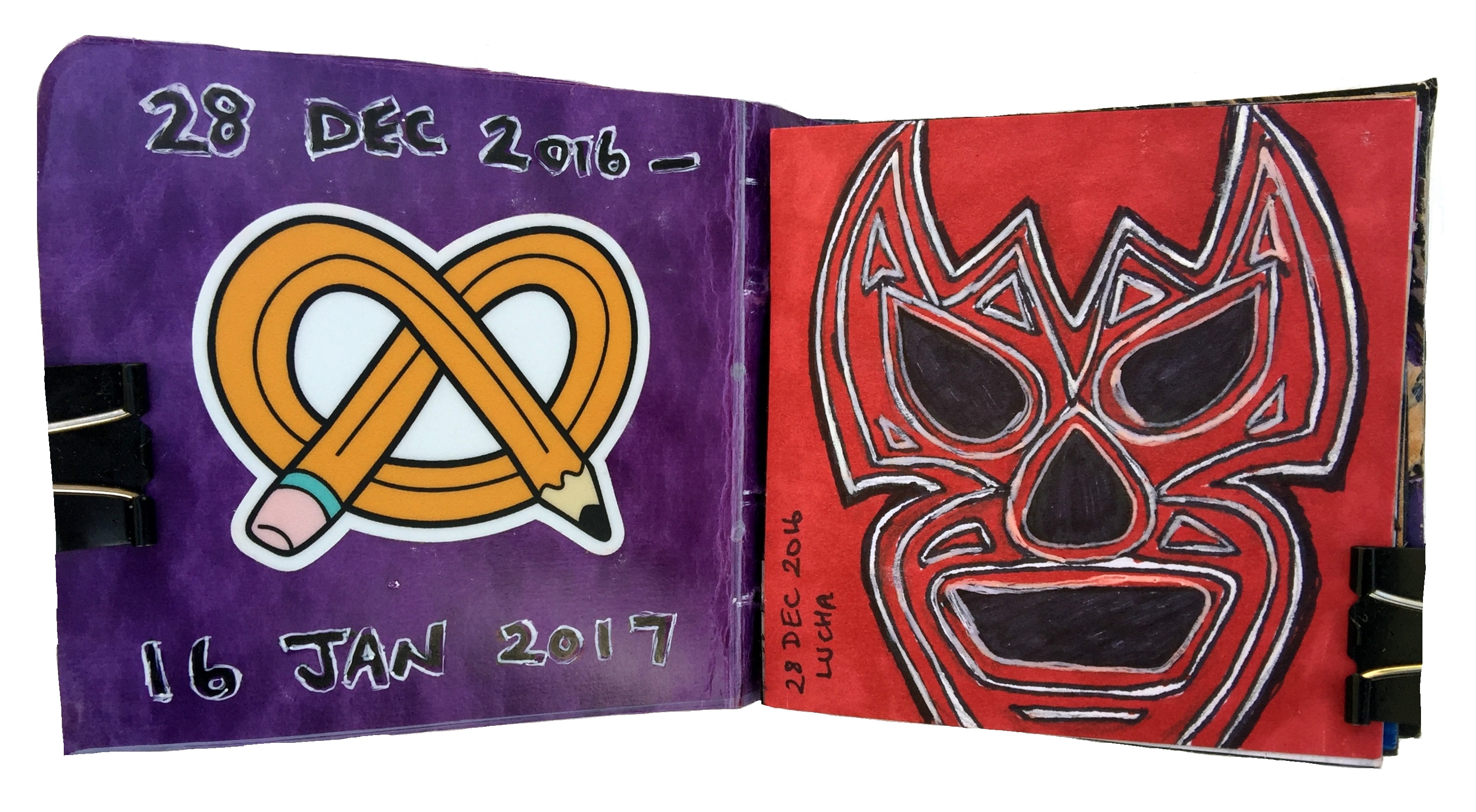 Practice post-it for my Year of Creative Habits, a mixed media post-it art journal illustration of the Lucha Underground logo.