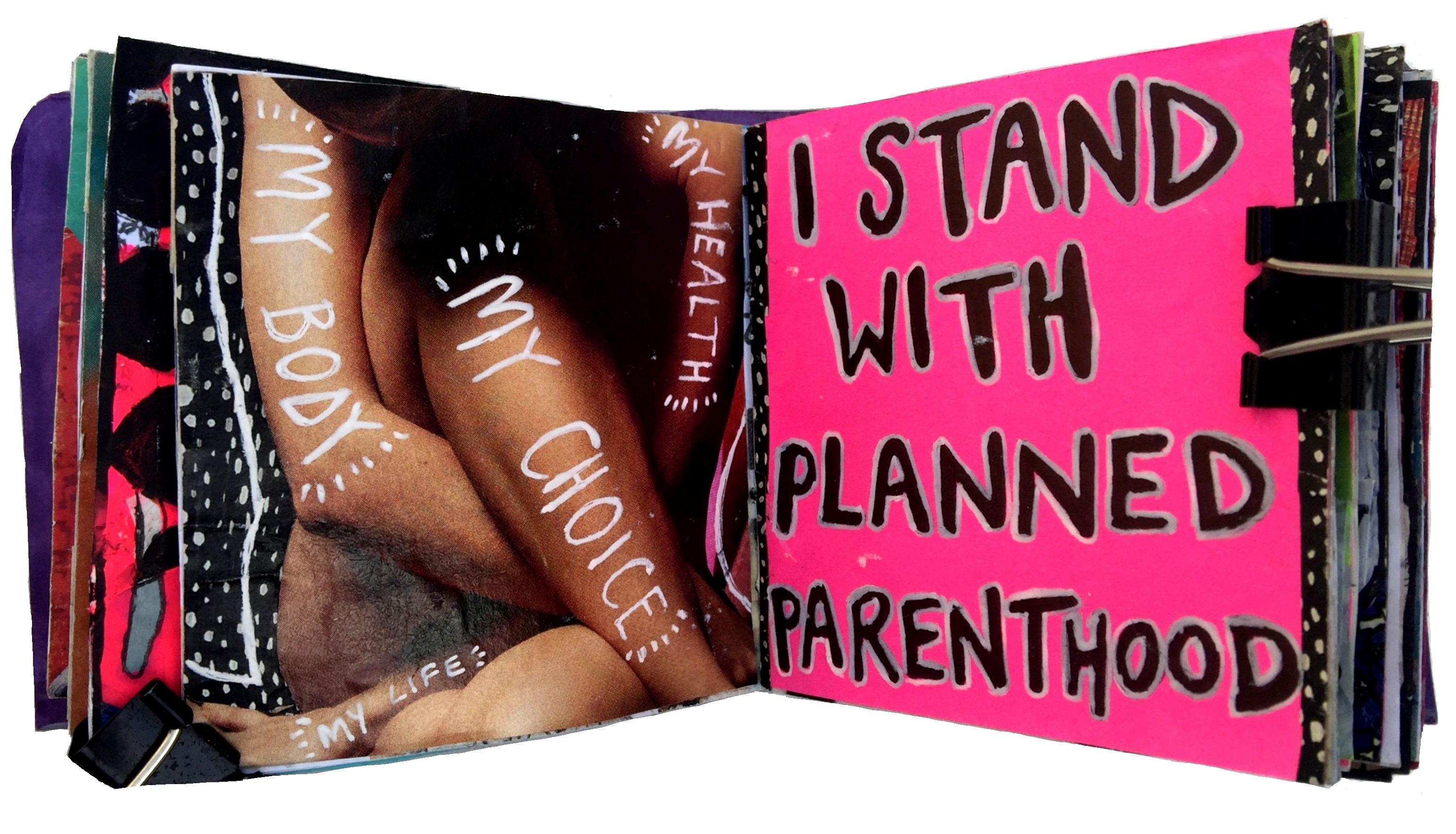 Day 6/365 of Year of Creative Habits. A mixed media art journal collage about women's rights, the right to choose, and Planned Parenthood.